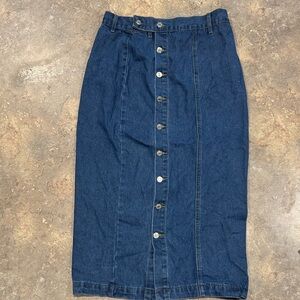 Denim Button-Front Midi Skirt